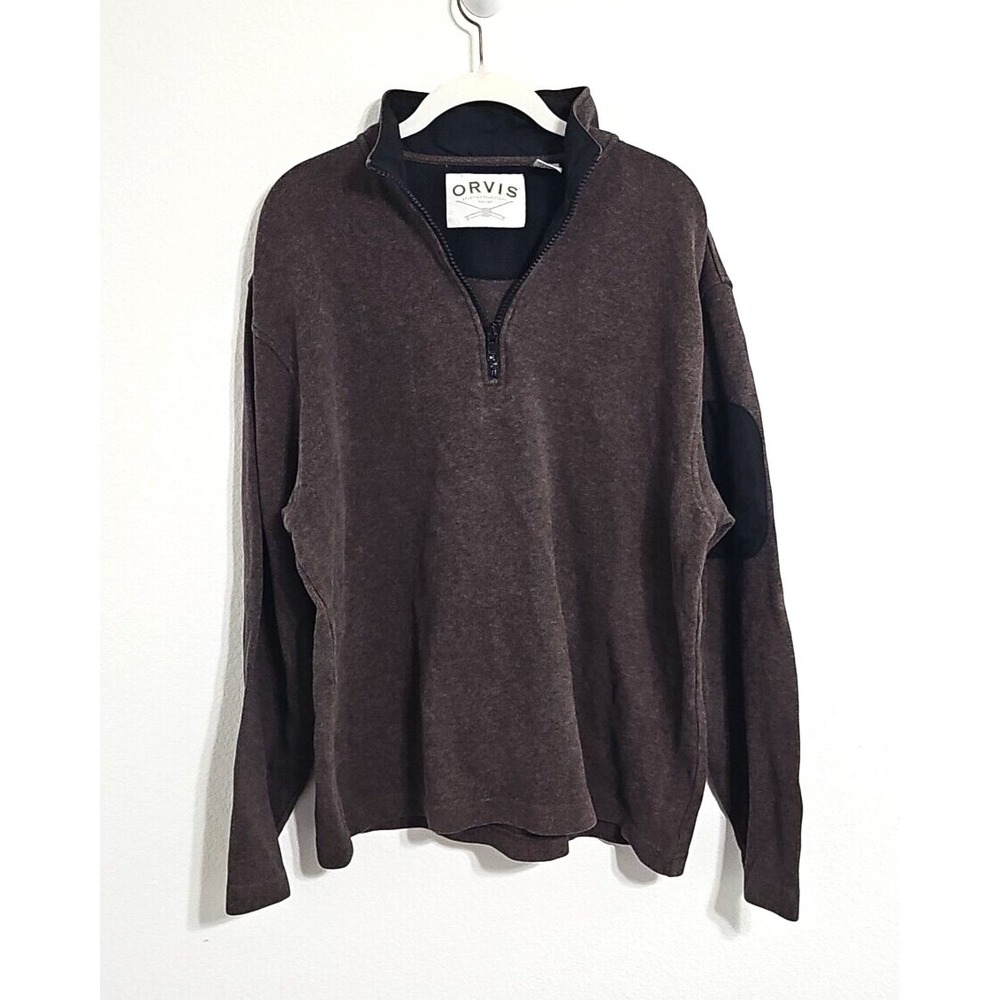 ORVIS Men's Brown 1/2 Half Zip Sweater Pullover‎ 100% Cotton Size L